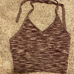 Brown Knit Halter Top